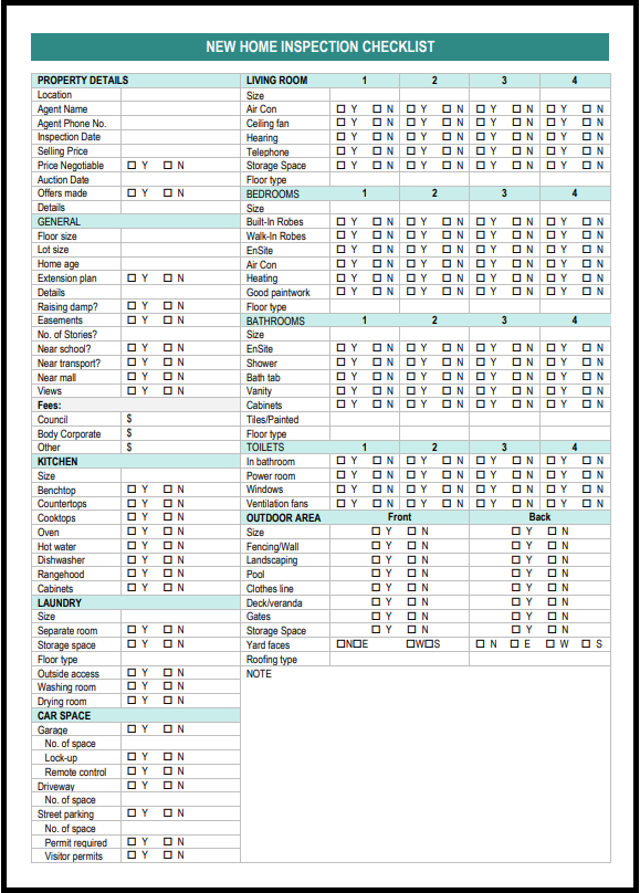 Free Home Inspection Checklists Templates